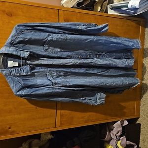 Chicos lightweight fringe denim shirt dress